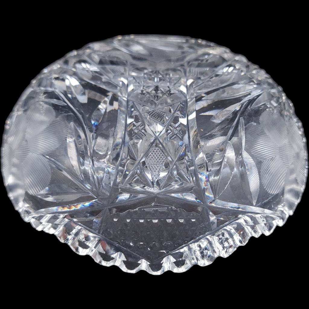 6" Antique American Brilliant Period Cut Glass Floral Bowl