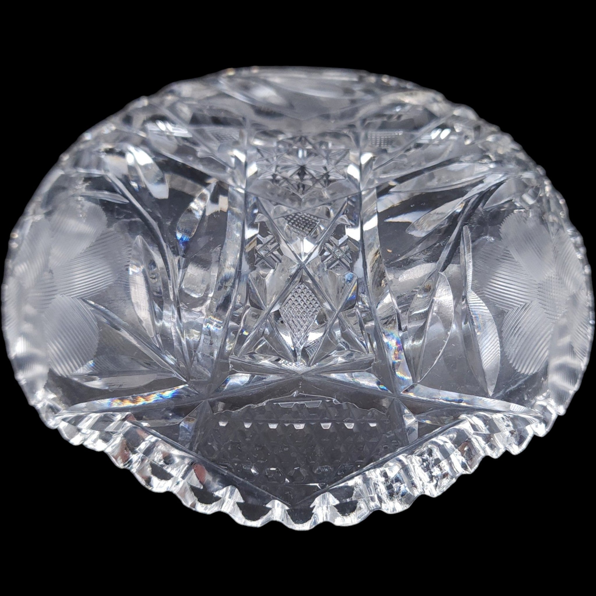 6" Antique American Brilliant Period Cut Glass Floral Bowl