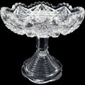 Antique American Brilliant Period Cut Glass Pedestal Compote Sawtooth Rim AS - IS