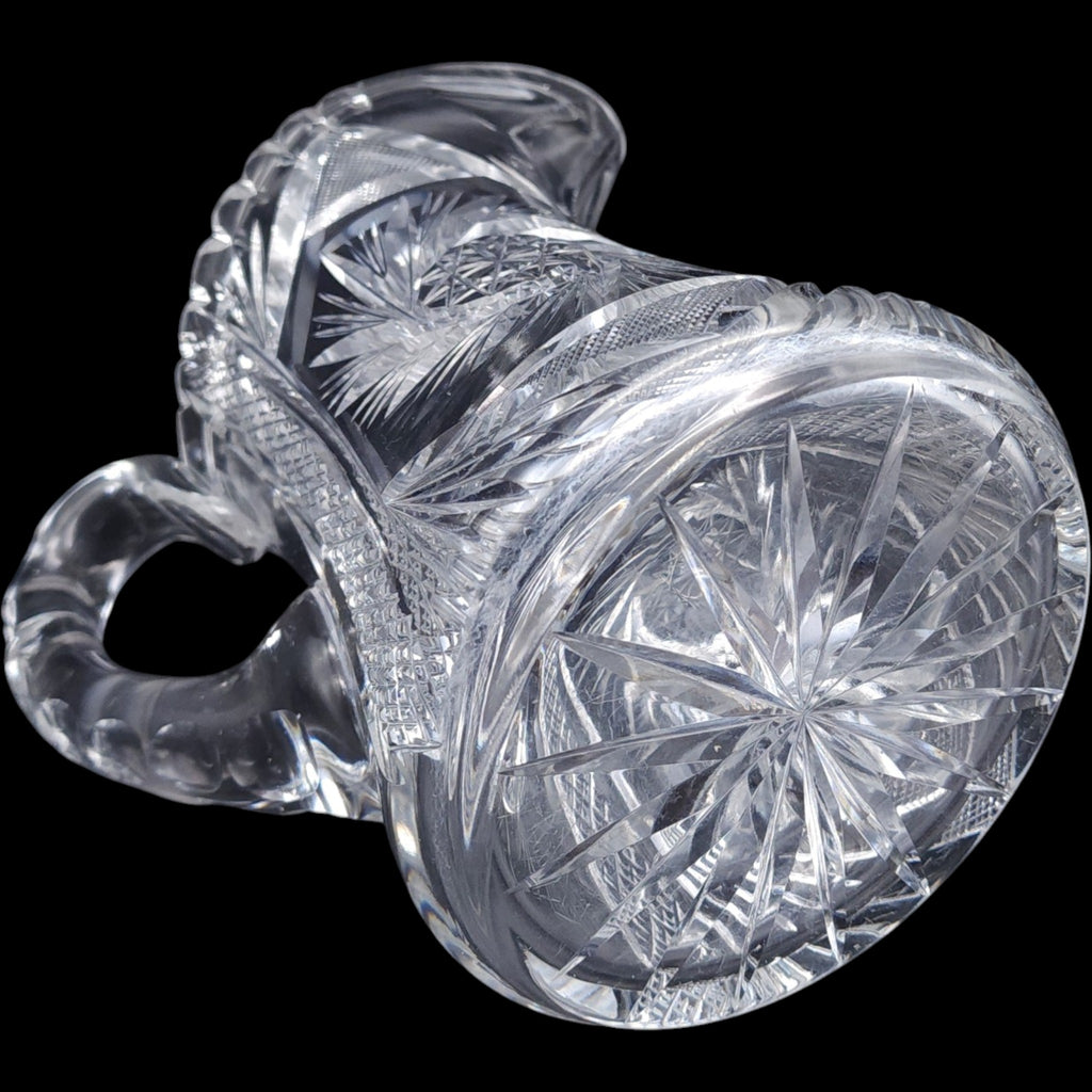 Antique American Brilliant Period Cut Glass Pitcher Geometric Pinwheel