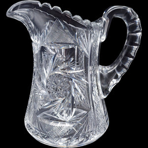Antique American Brilliant Period Cut Glass Pitcher Geometric Pinwheel