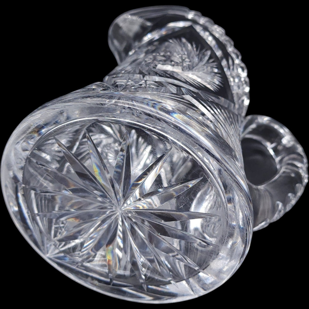 Antique American Brilliant Period Cut Glass Pitcher Pinwheel & Hobstar Pattern