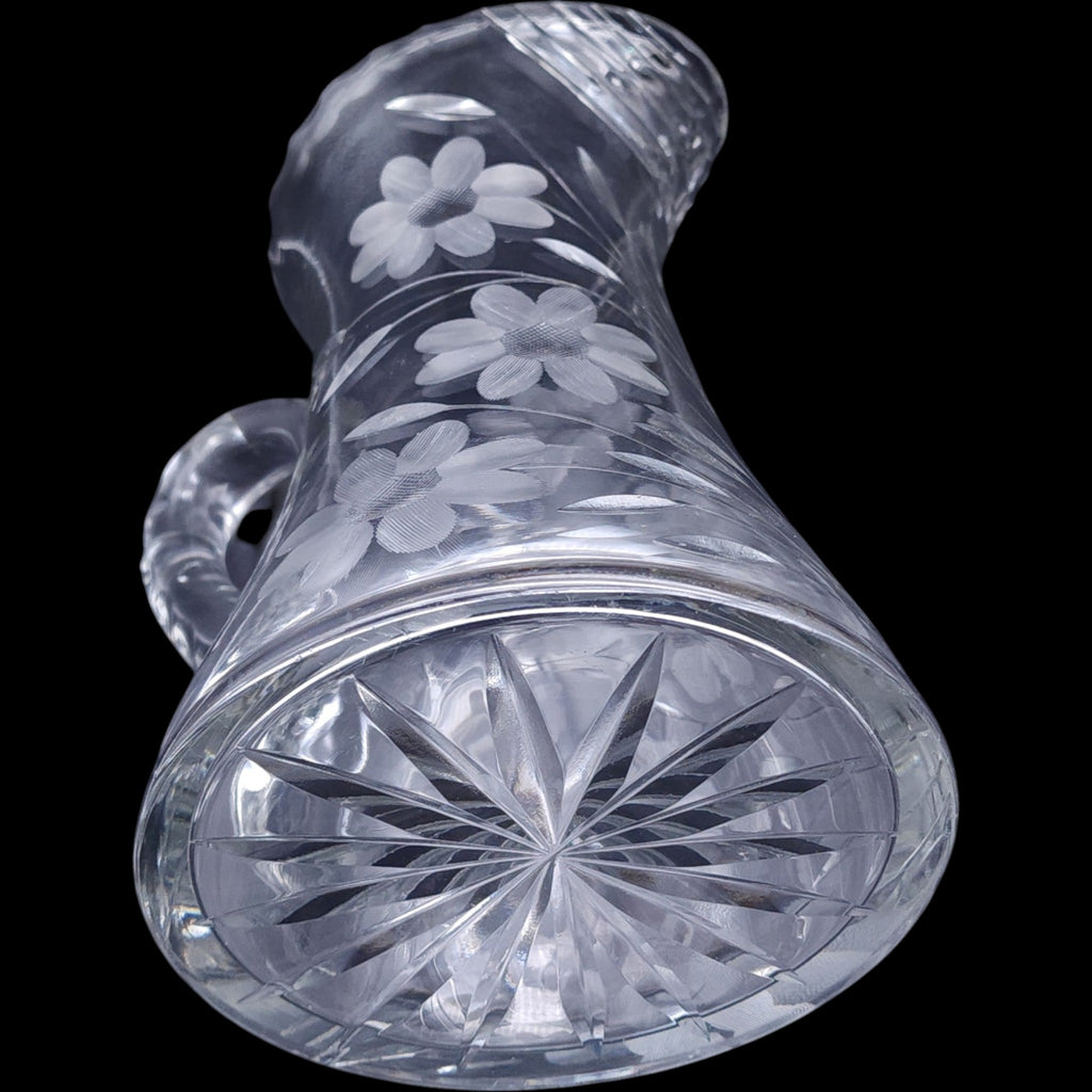 Antique American Brilliant Period Cut Glass Pitcher 10"
