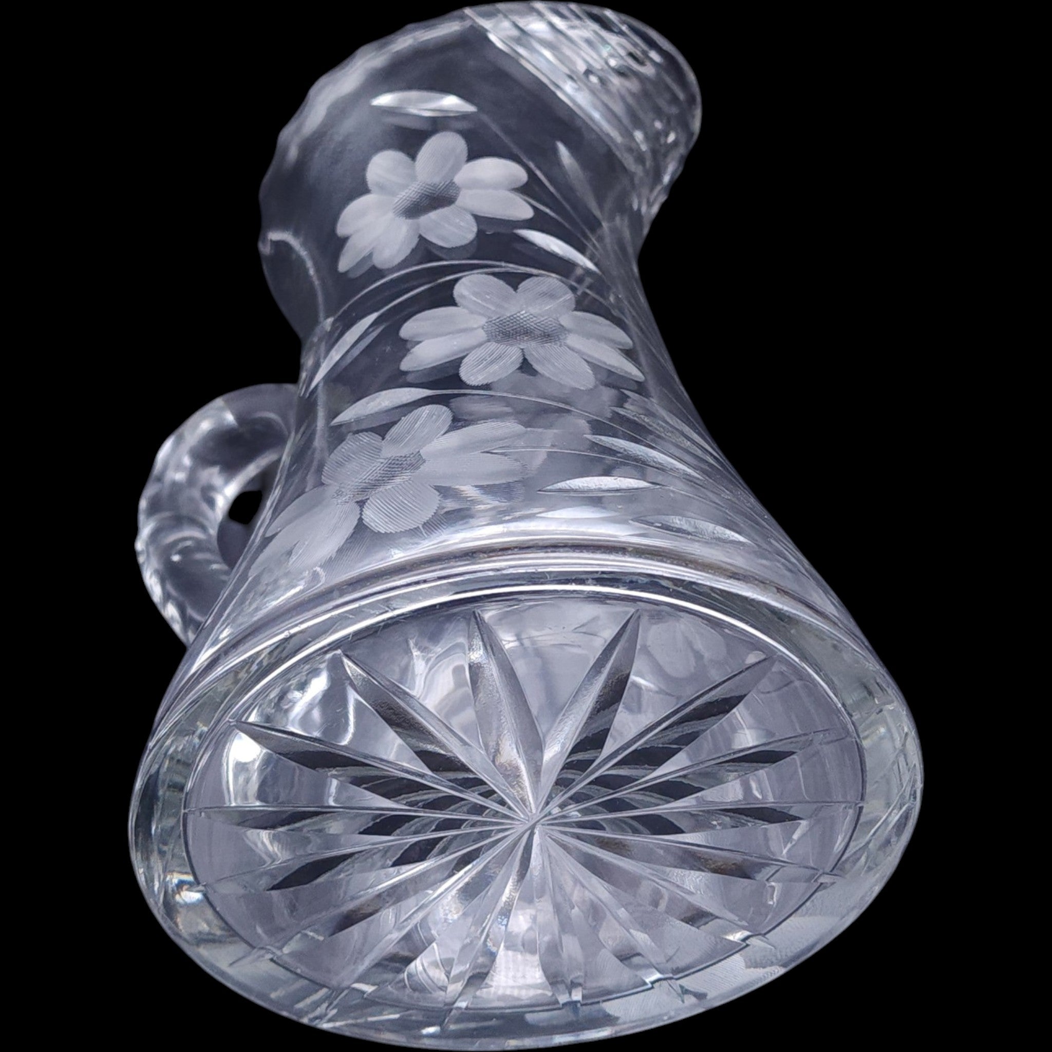 Antique American Brilliant Period Cut Glass Pitcher 10"
