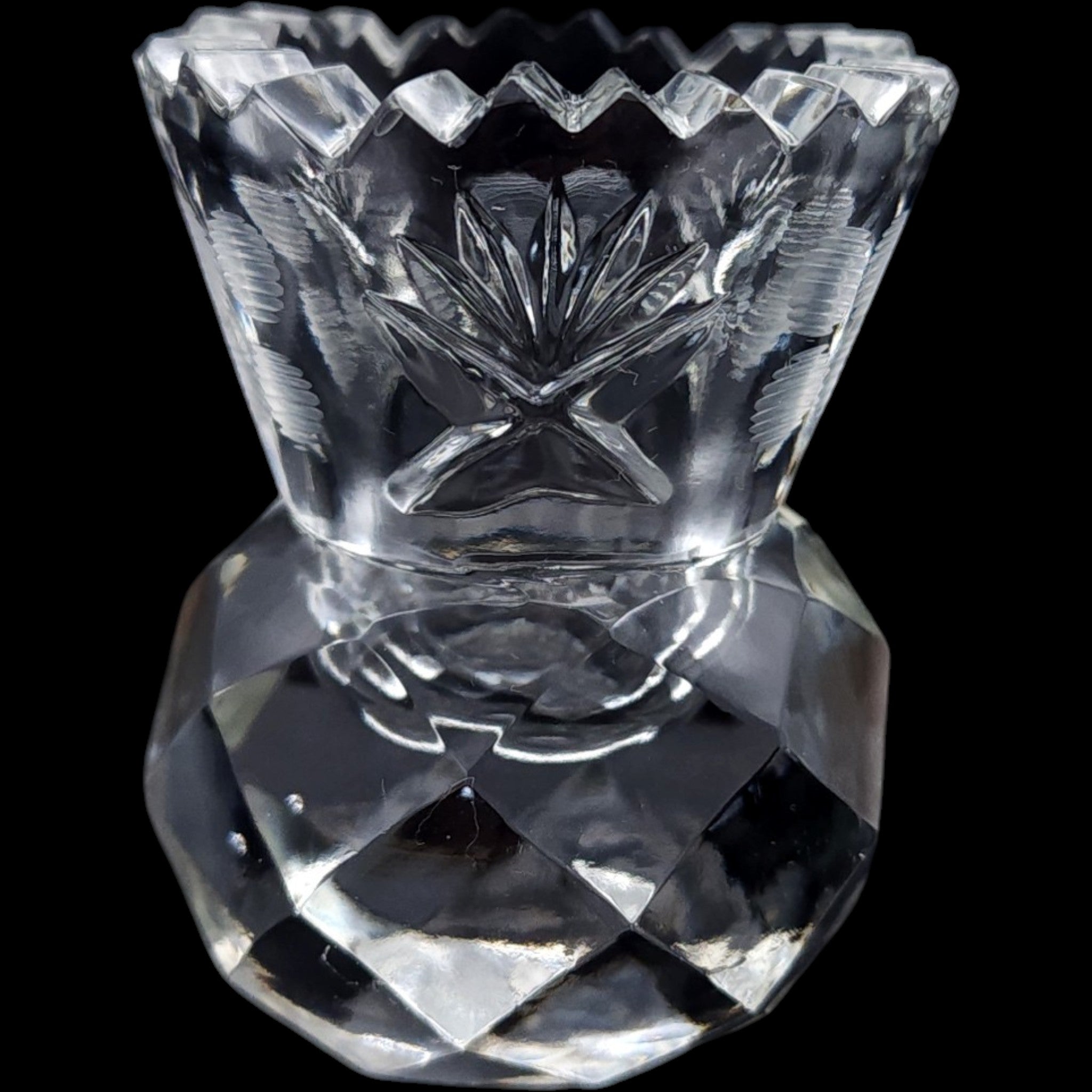 Antique American Brilliant Period Deep Cut Glass Toothpick Holder