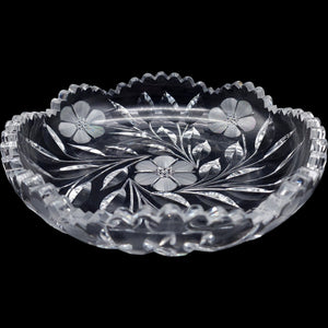 Antique American Floral Cut Glass Serving Bowl
