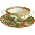 Antique Chinese Rose Medallion Bouillon Cup and Saucer Set
