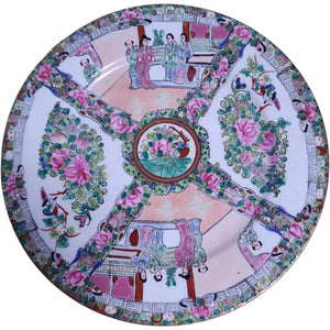 Antique Chinese Rose Medallion Porcelain Decorative Plate Hand-Painted Famille Rose AS-IS
