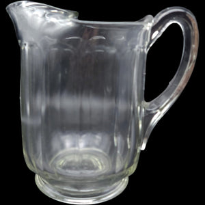 Antique Clear Panel Glass Beverage Pitcher with Ice Lip