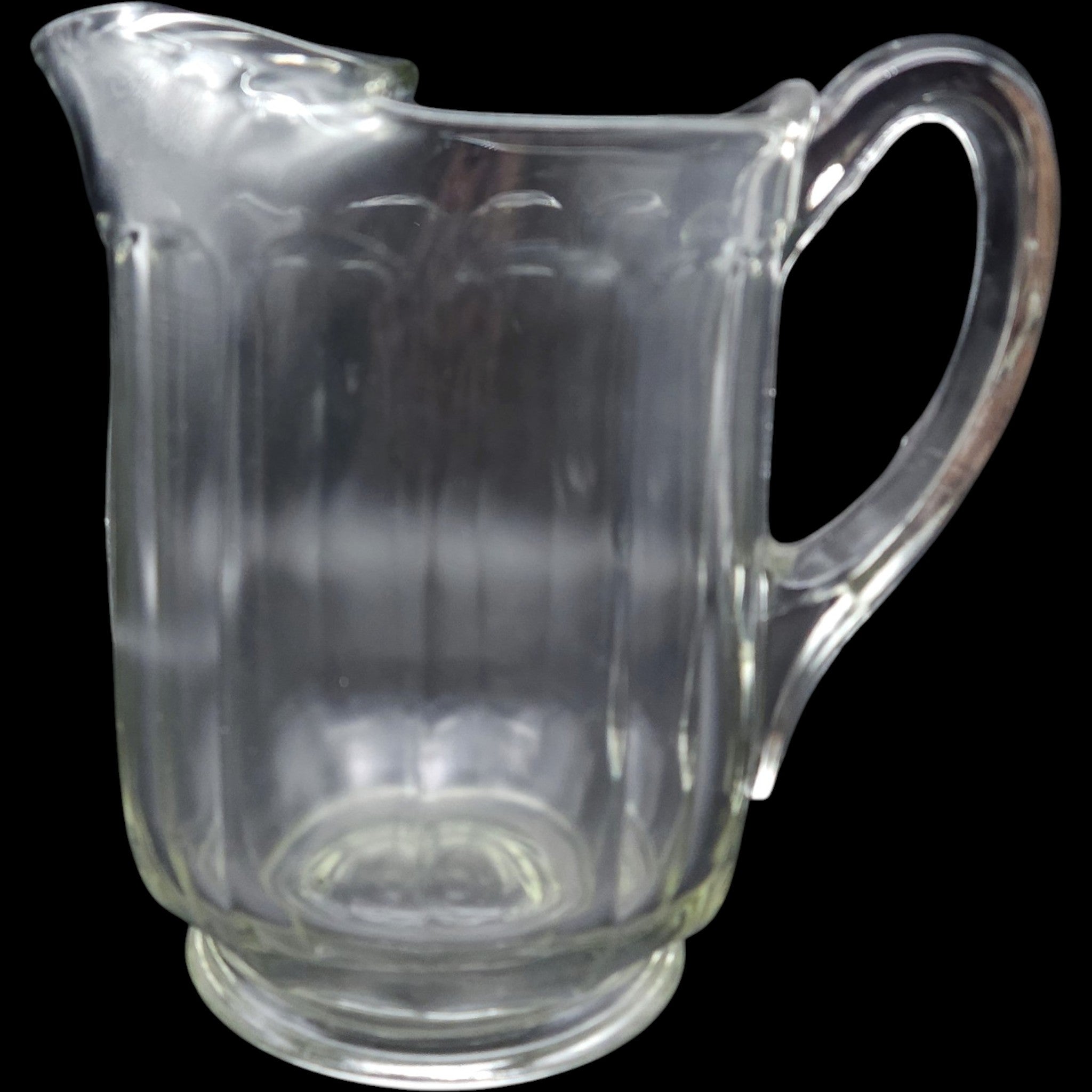 Antique Clear Panel Glass Beverage Pitcher with Ice Lip