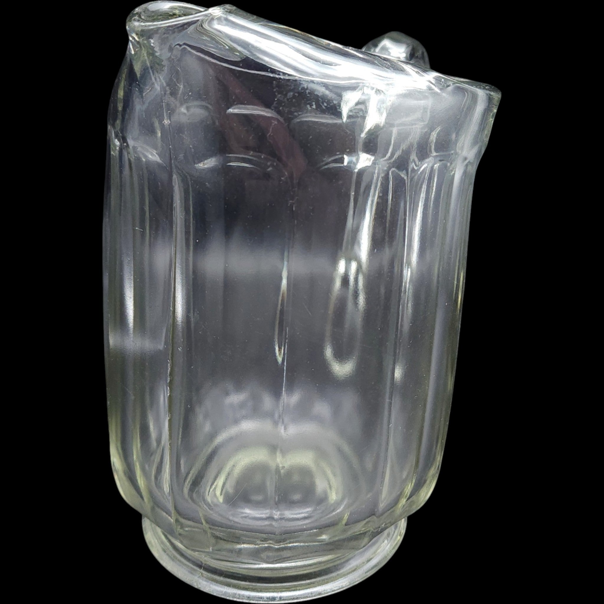 Antique Clear Panel Glass Beverage Pitcher with Ice Lip