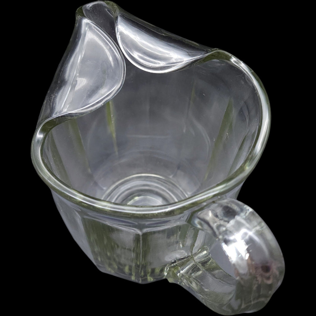 Antique Clear Panel Glass Beverage Pitcher with Ice Lip