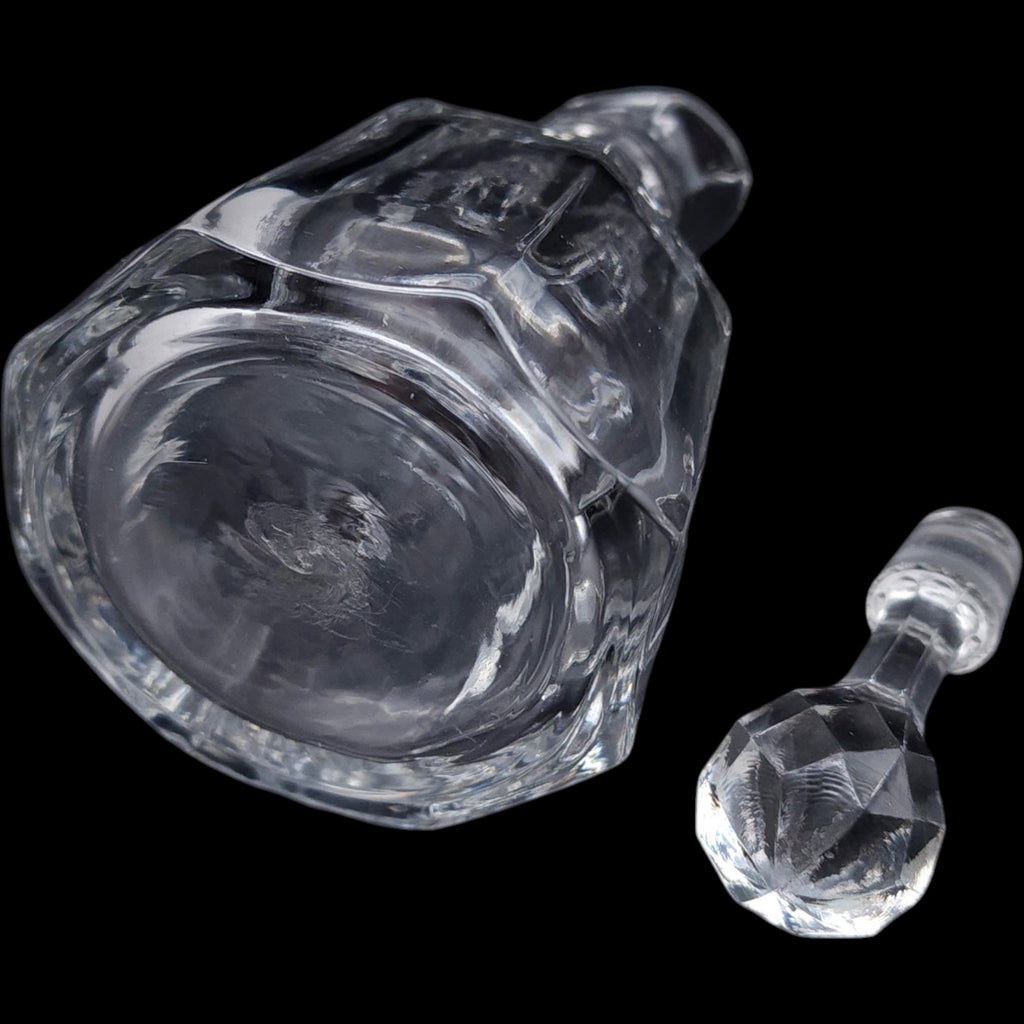 Antique Clear Panel Glass Oil and Vinegar Cruet with Diamond Cut Stopper