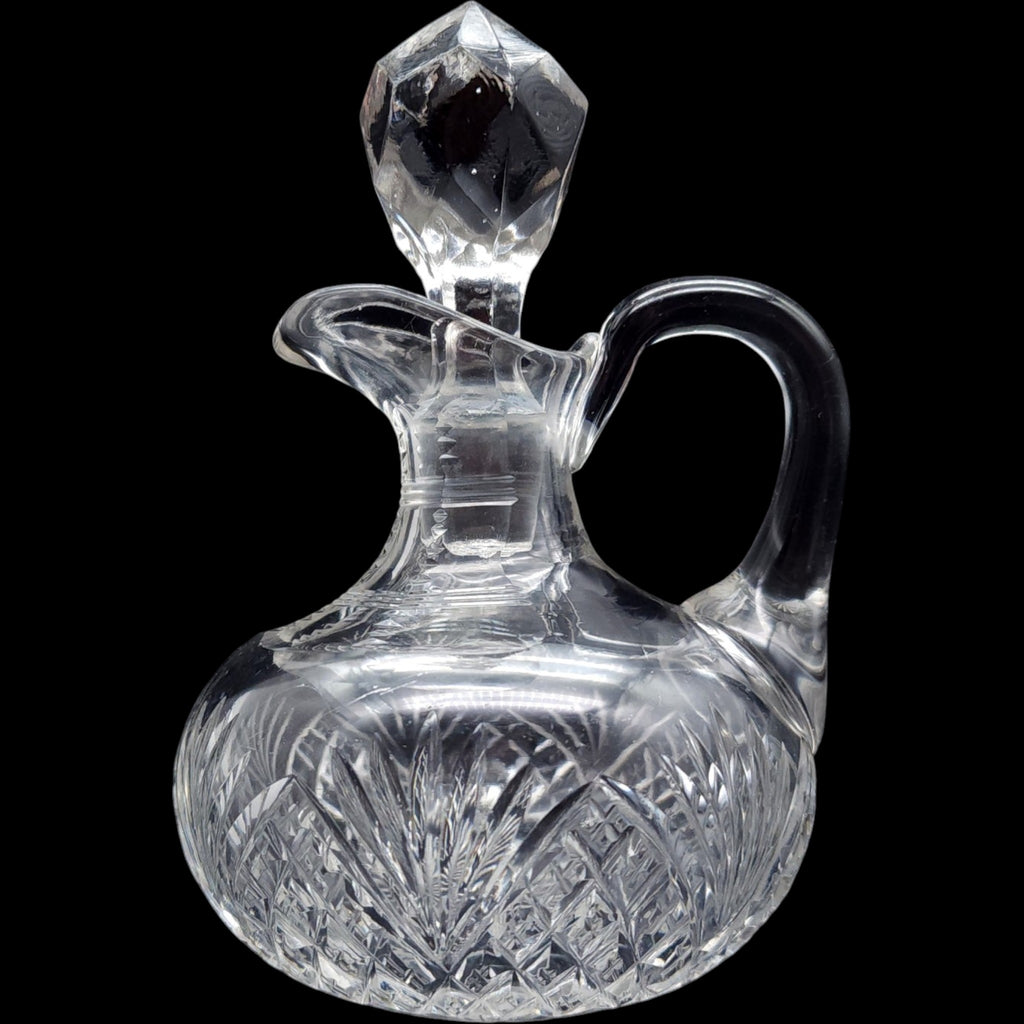 Antique Cut Glass Cruet Bottle with Faceted Stopper