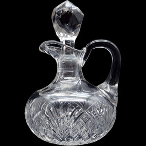 Antique Cut Glass Cruet Bottle with Faceted Stopper