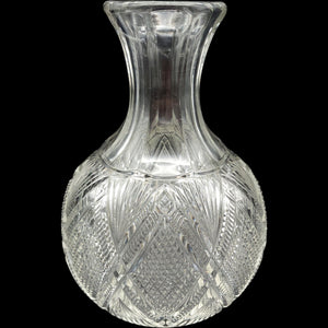 Antique Duncan & Miller Grated Diamond & Sunburst Clear Glass Open Water Bottle