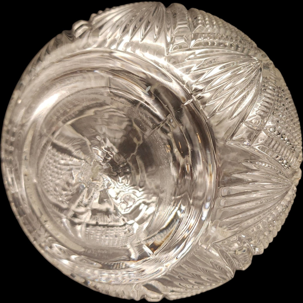 Antique Duncan & Miller Grated Diamond & Sunburst Clear Glass Open Water Bottle