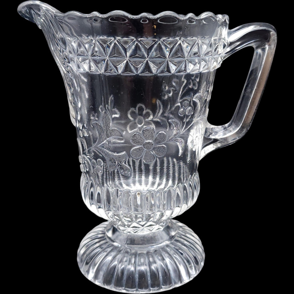 Antique EAPG Adams & Co Wildflower Clear Glass Creamer