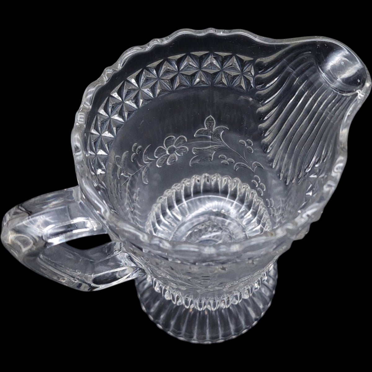 Antique EAPG Adams & Co Wildflower Clear Glass Creamer