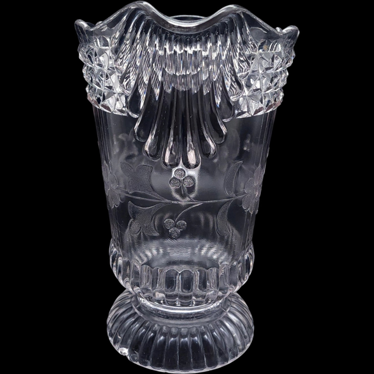 Antique EAPG Adams & Co Wildflower Clear Glass  48 Oz Pitcher As-Is