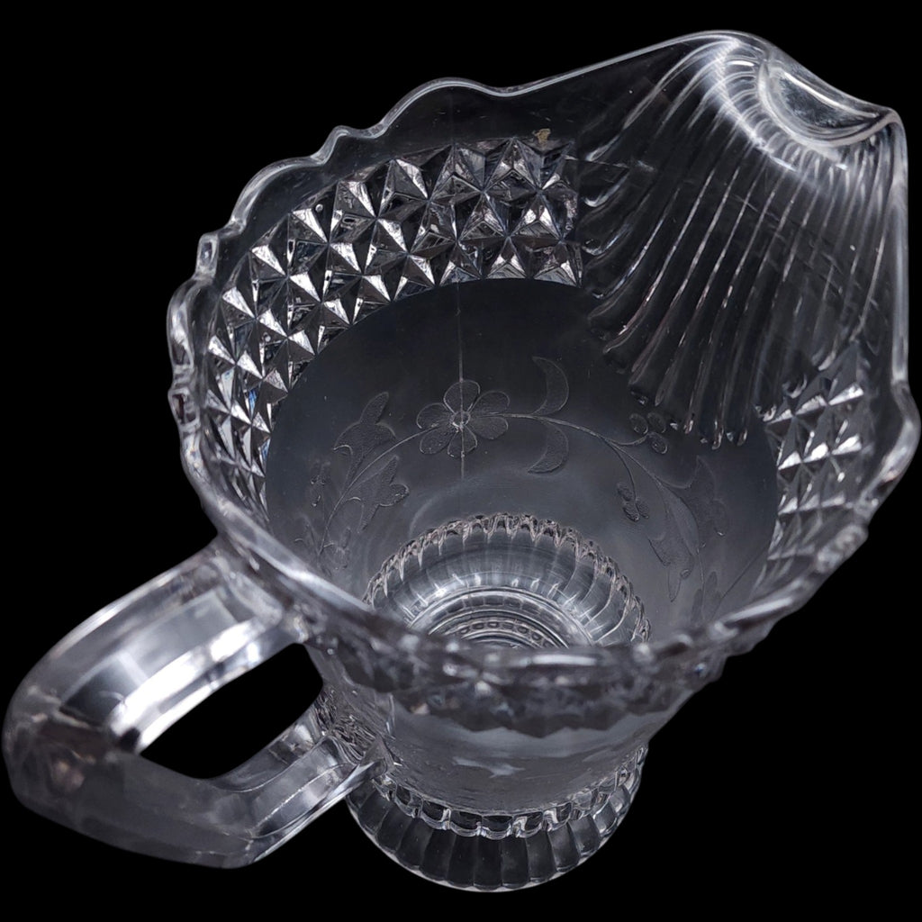 Antique EAPG Adams & Co Wildflower Clear Glass  48 Oz Pitcher As-Is