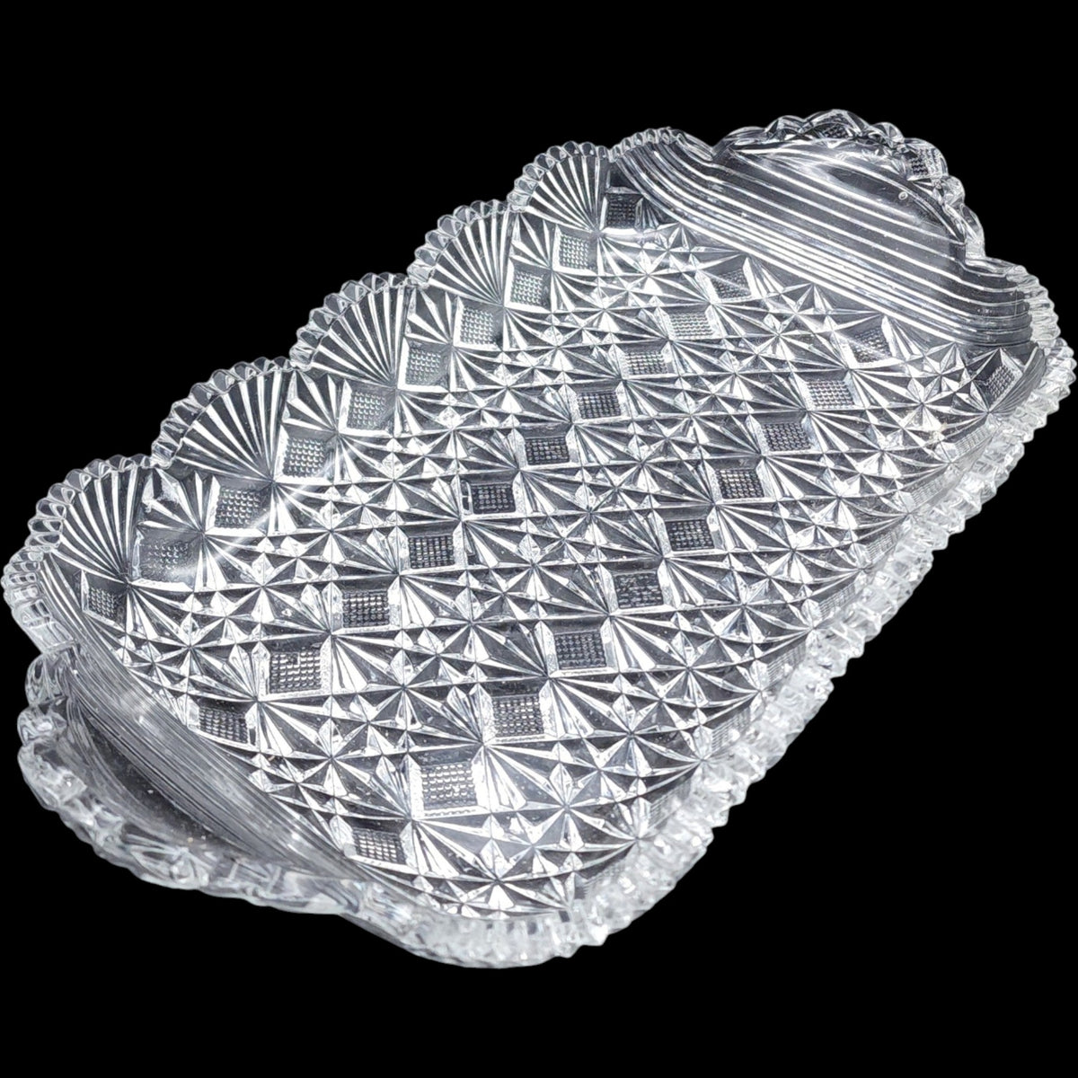 Antique EAPG McKee Glass Teutonic Pattern Rectangular Bread Tray