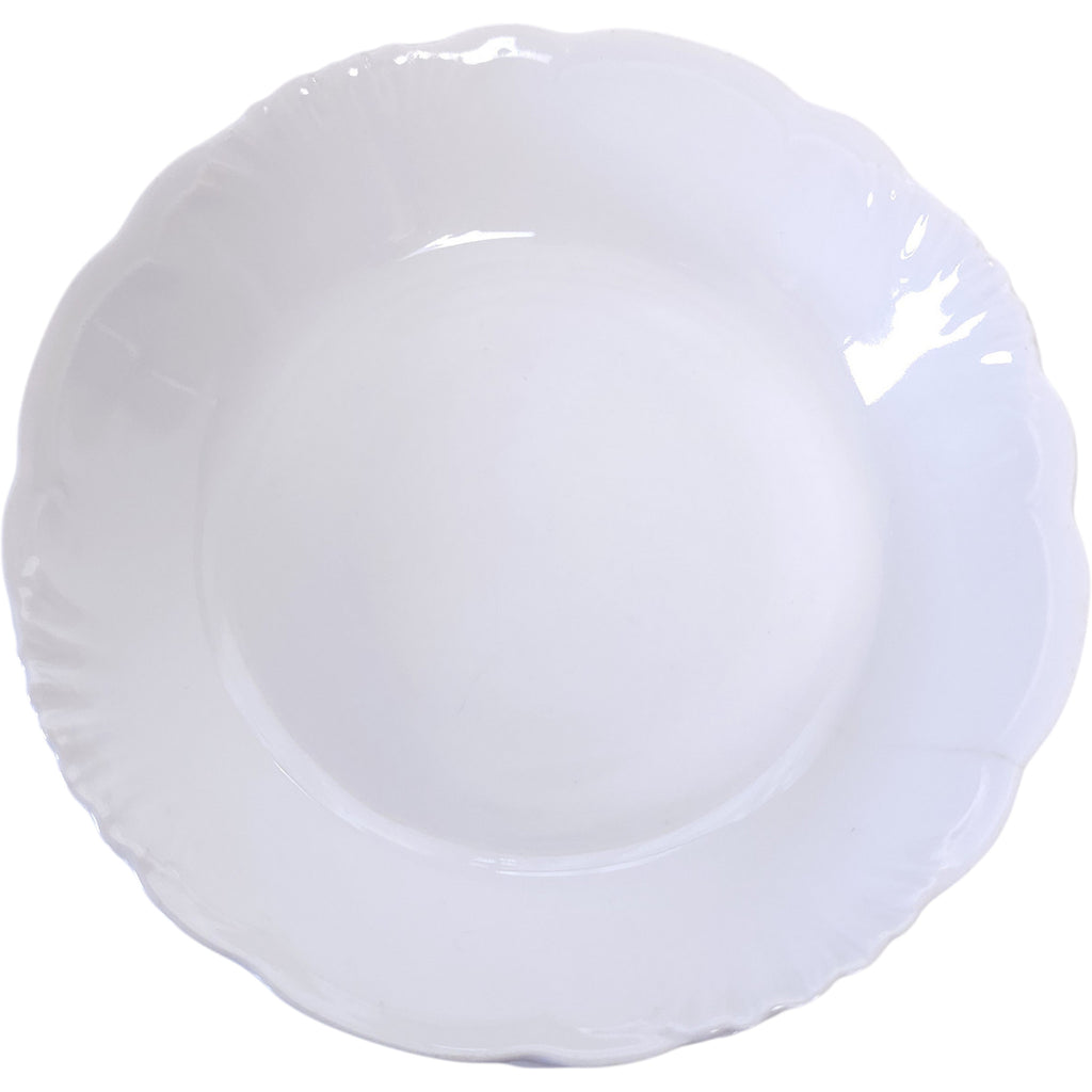 Antique GDA Limoges France White Scalloped Porcelain Shallow Bowls Set of 6