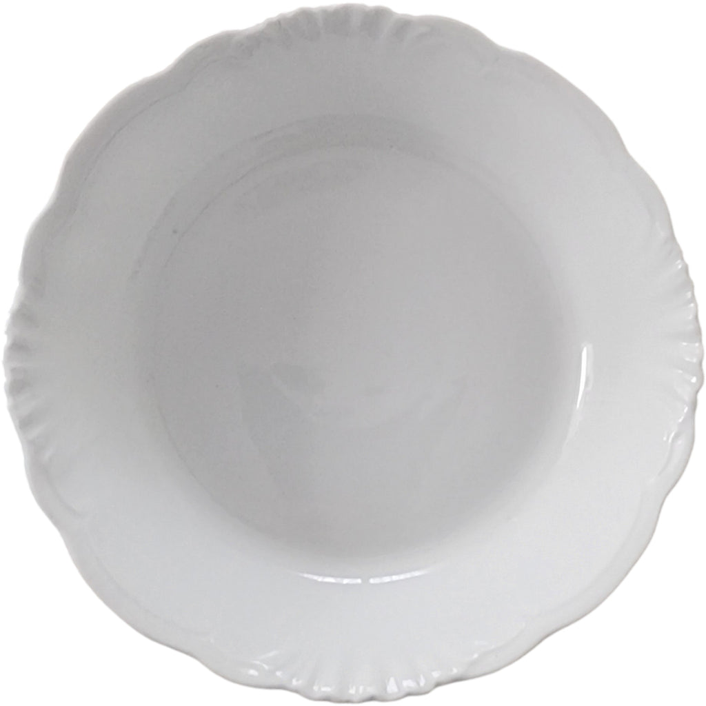 Antique GDA Limoges France White Scalloped Porcelain Shallow Bowls Set of 6