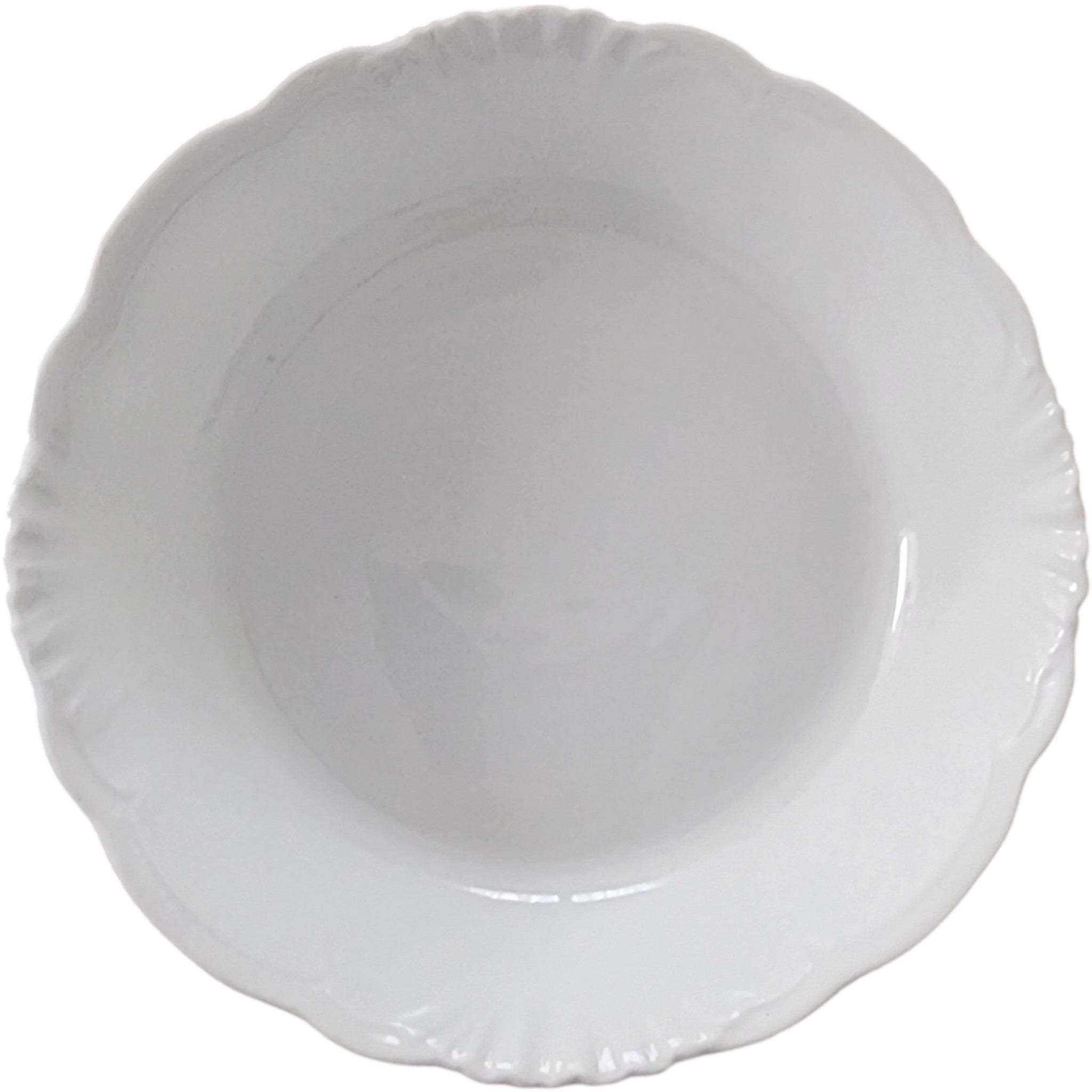 Antique GDA Limoges France White Scalloped Porcelain Shallow Bowls Set of 6