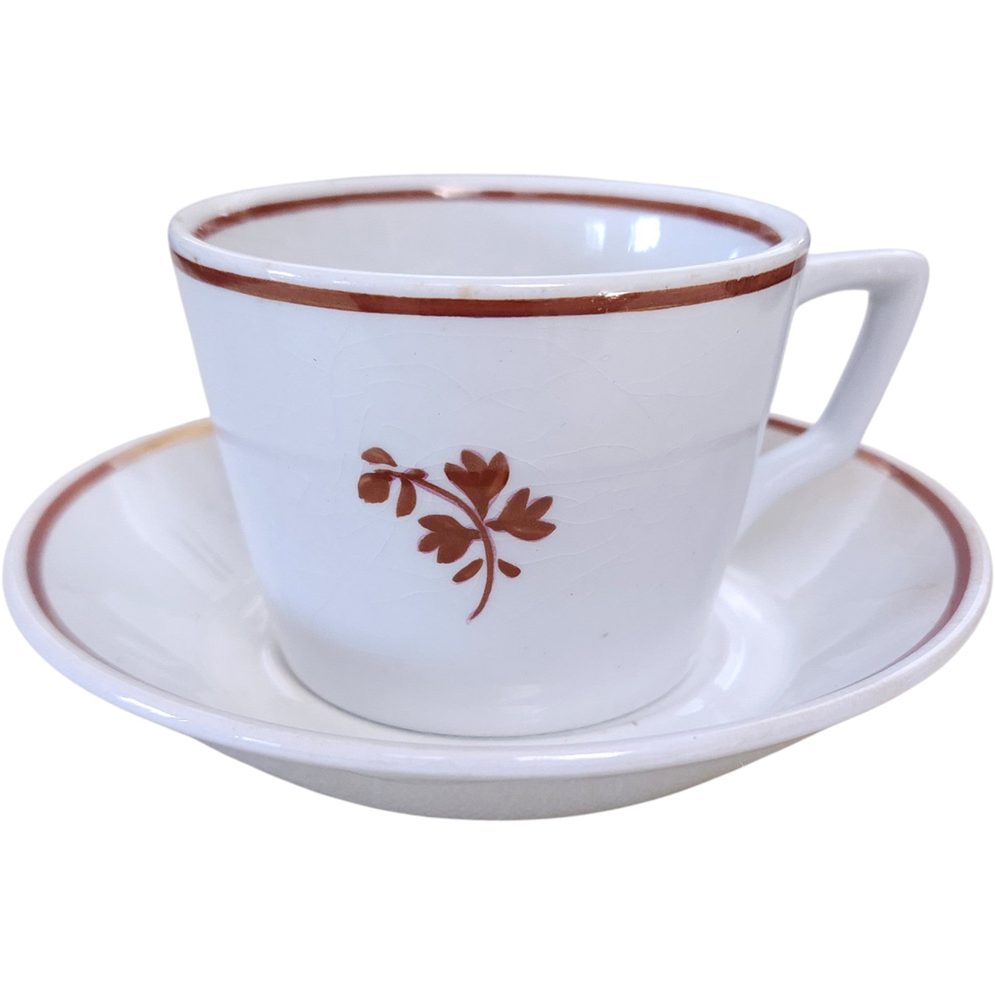 Antique H. Burgess Burslem Ironstone Demitasse Cup and Saucer Set