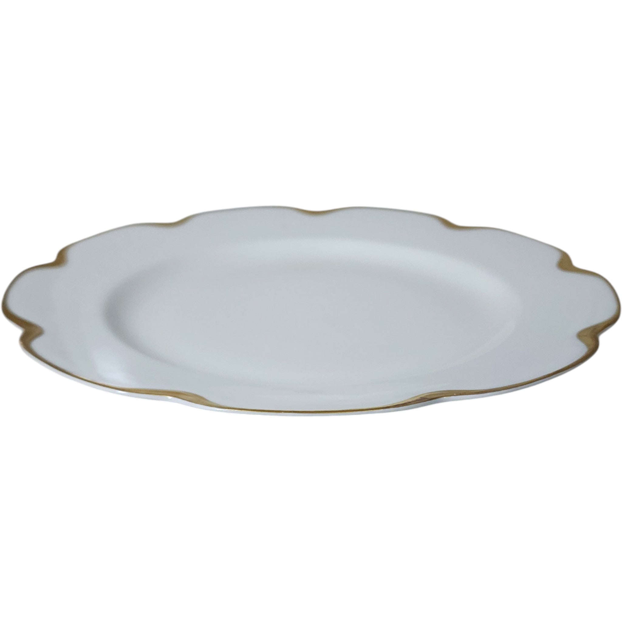 Antique Haviland Limoges France White Porcelain Dinner Plate Schleiger 24 Ranson Gold 10.25"