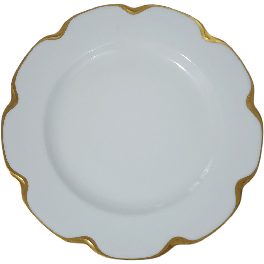 Antique Haviland Limoges France White Porcelain Dinner Plate Schleiger 24 Ranson Gold 10.25"