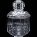 Antique Heisey Clear Glass Octagonal Covered Jar Diamond H Starburst Base