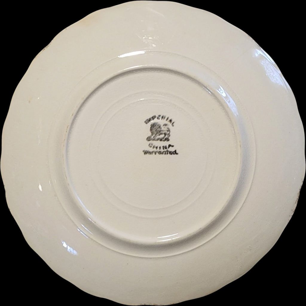 Antique Imperial China Fruit Still Life Plate Silver Sponged Scalloped Rim
