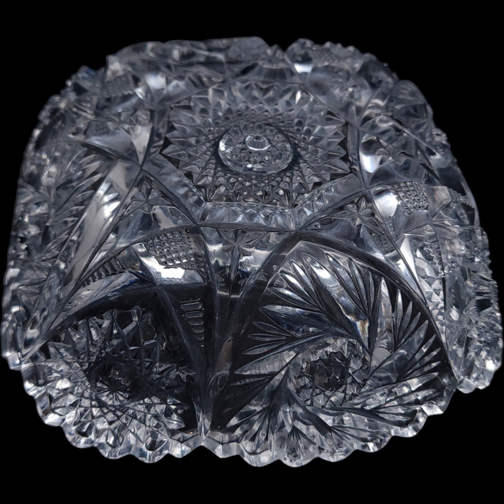 Imperial Glass Nu-Cut Pressed Glass Bowl, Pinwheel Starburst Design