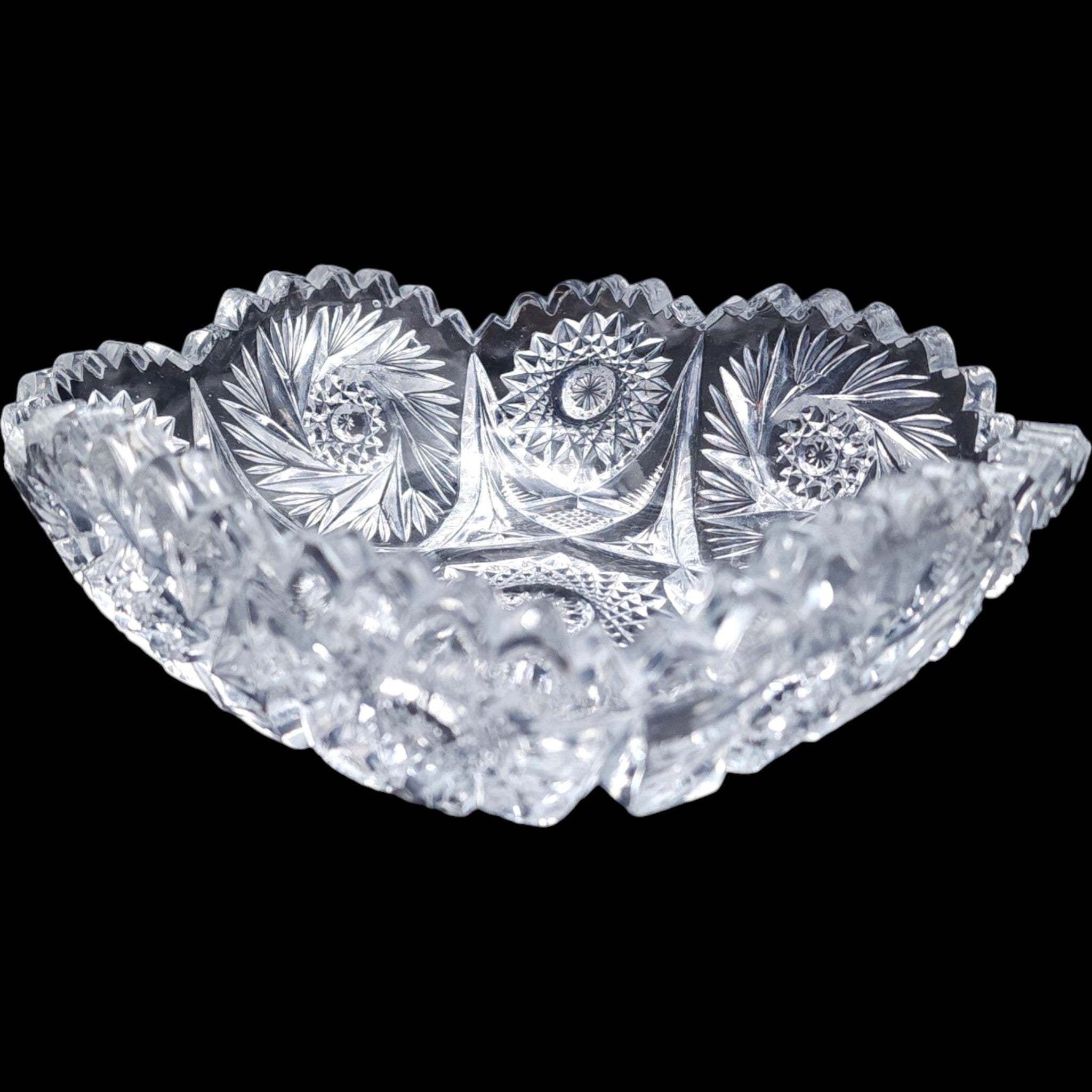 Imperial Glass Nu-Cut Pressed Glass Bowl, Pinwheel Starburst Design
