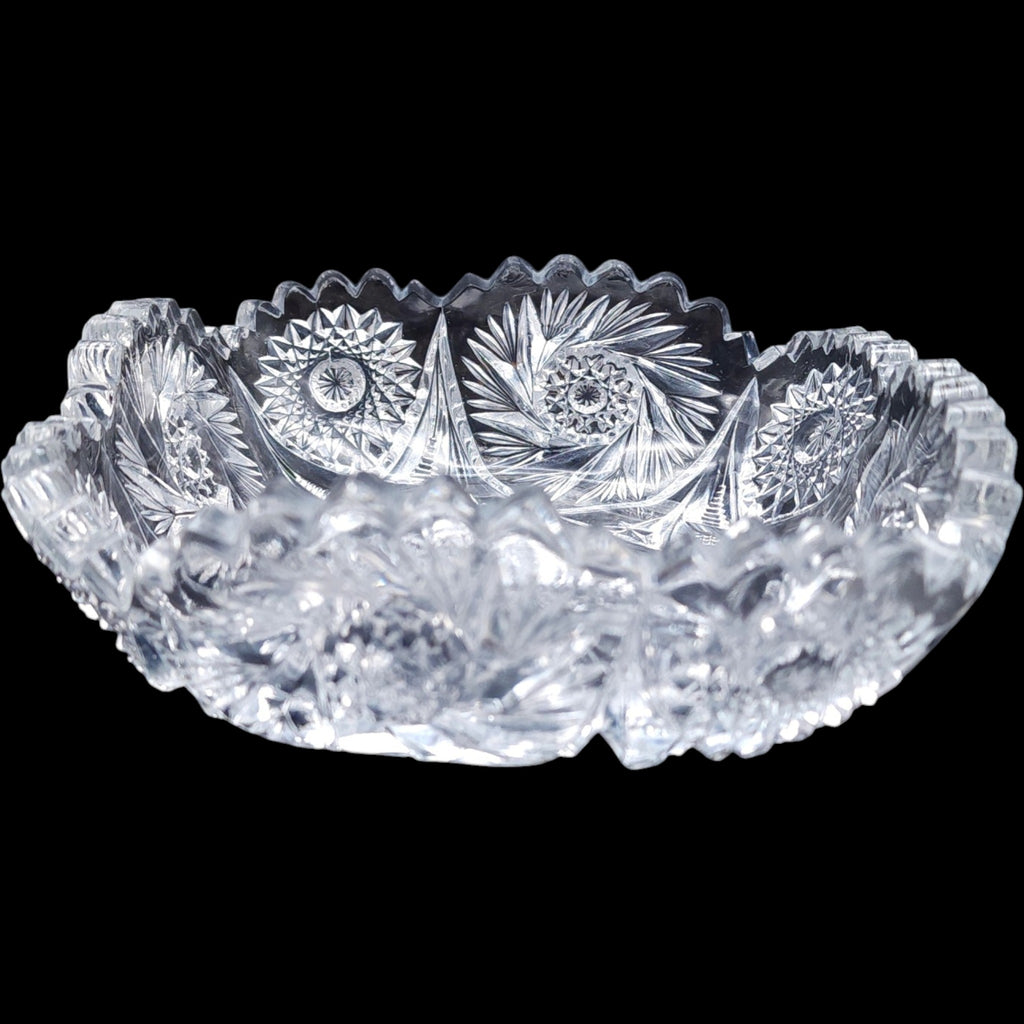 Imperial Glass Nu-Cut Pressed Glass Bowl, Pinwheel Starburst Design