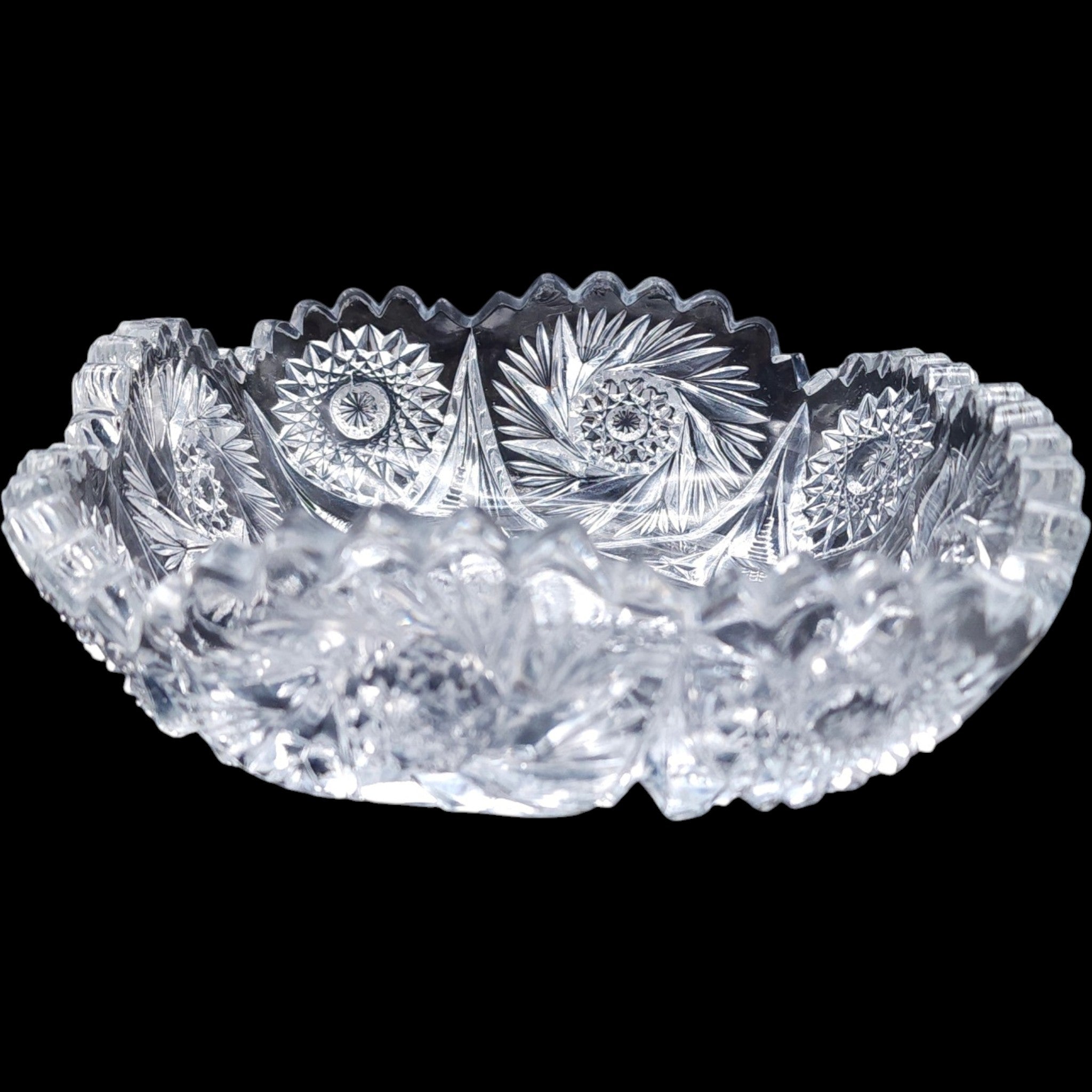 Imperial Glass Nu-Cut Pressed Glass Bowl, Pinwheel Starburst Design