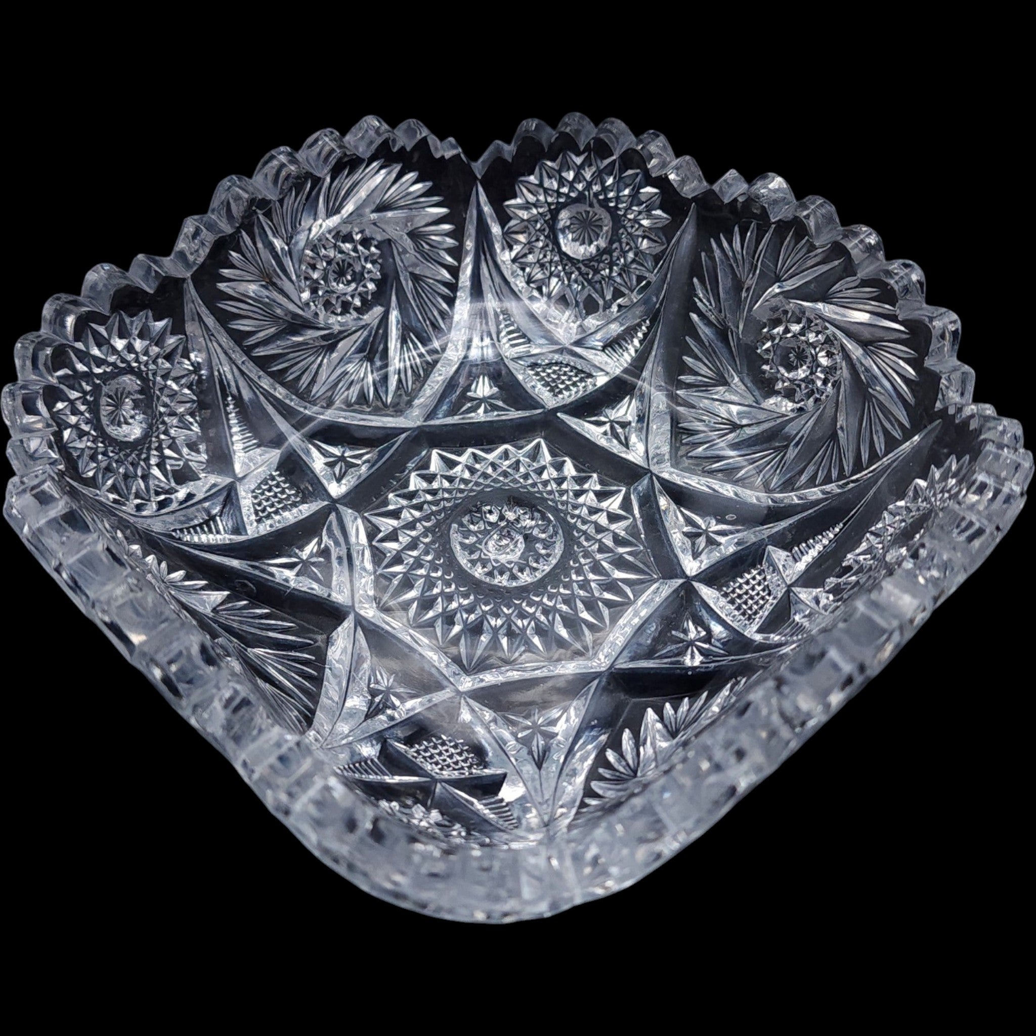 Imperial Glass Nu-Cut Pressed Glass Bowl, Pinwheel Starburst Design