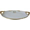 Antique JPL Limoges France Gold Monogram Handled Cake Plate 11"