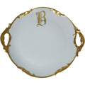 Antique JPL Limoges France Gold Monogram Handled Cake Plate 11"