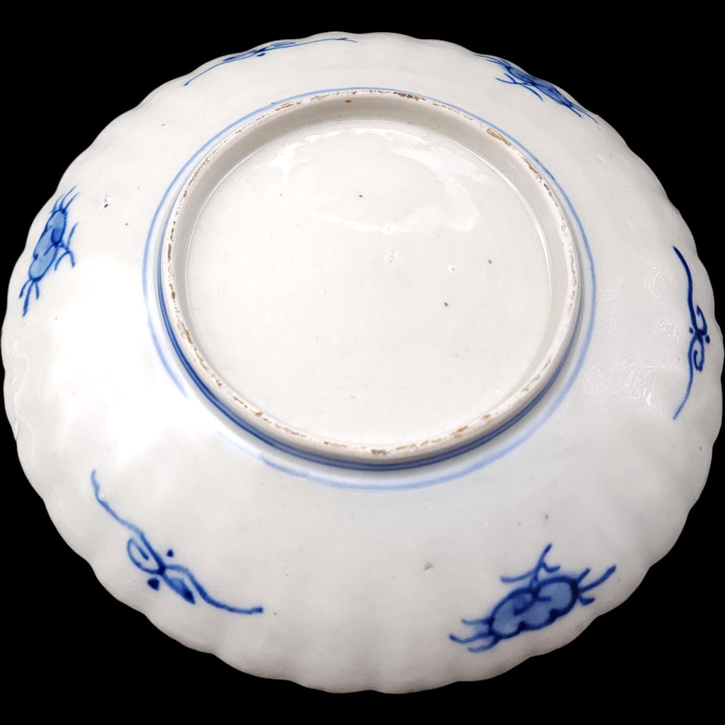 Antique Japanese Imari Hand-Painted Scalloped Porcelain Plate