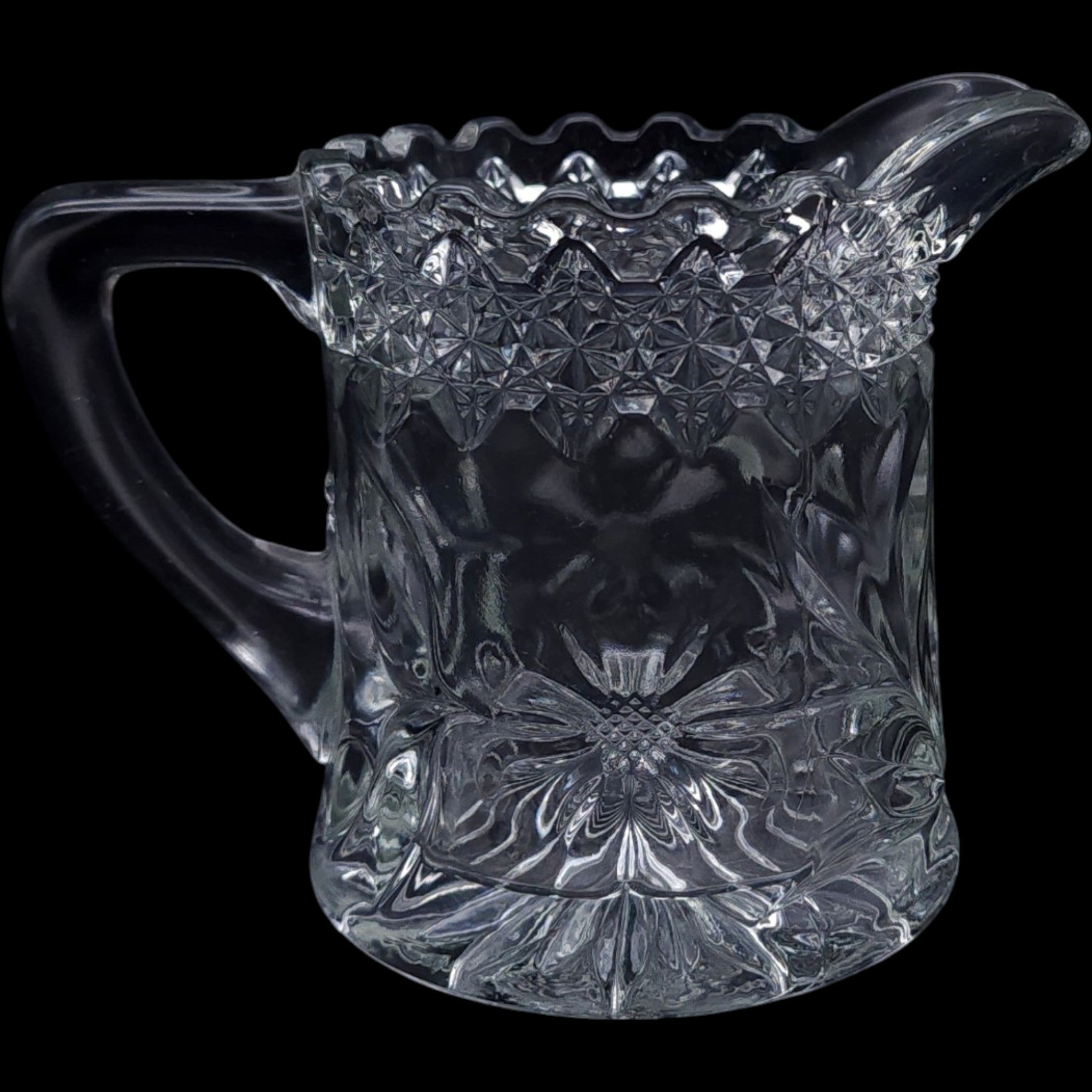 Antique Jenkins Dahlia Clear EAPG Glass Creamer Pitcher