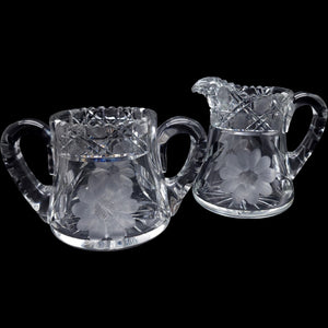 Antique McKee Glass Innovation Pattern Creamer and Sugar Bowl Set