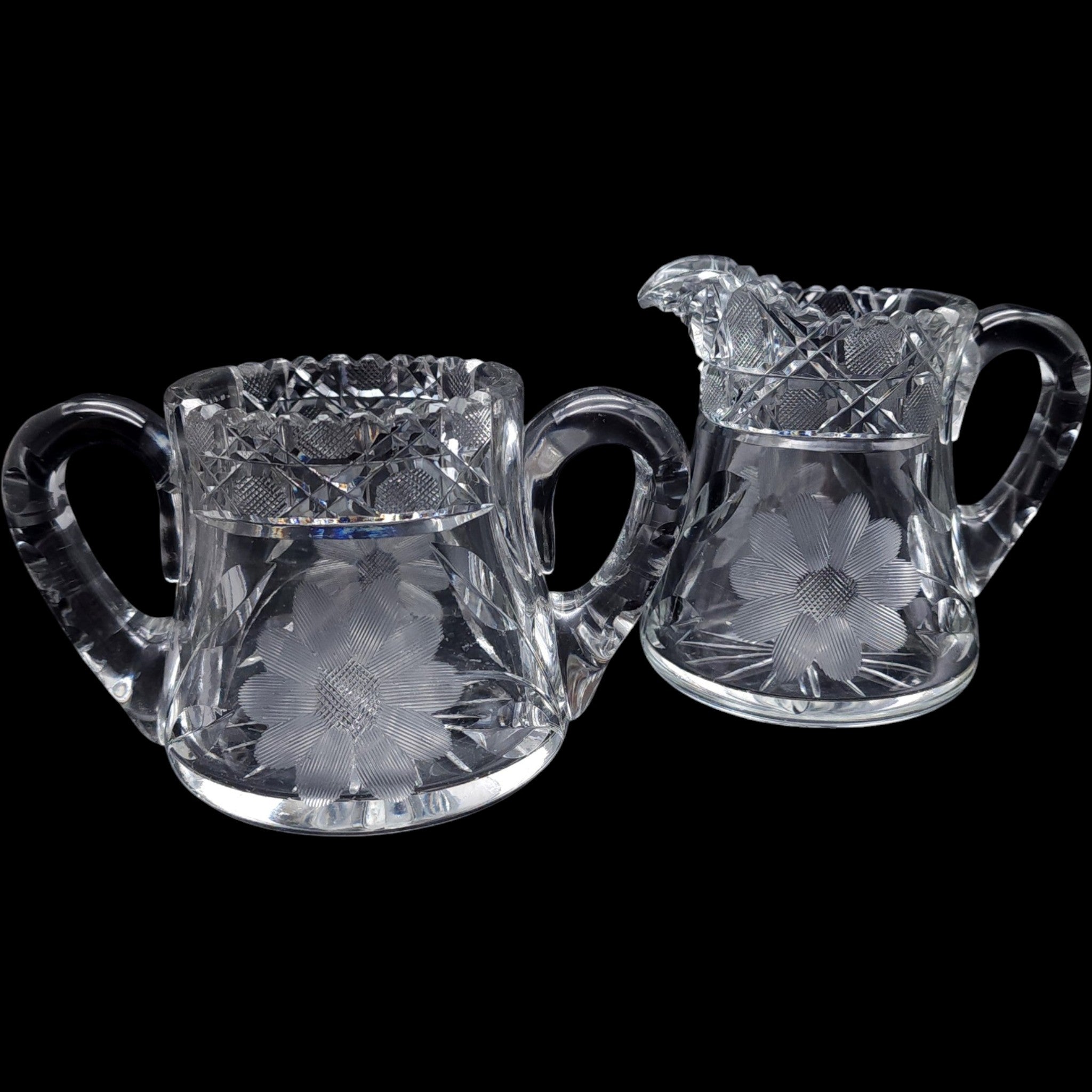 Antique McKee Glass Innovation Pattern Creamer and Sugar Bowl Set