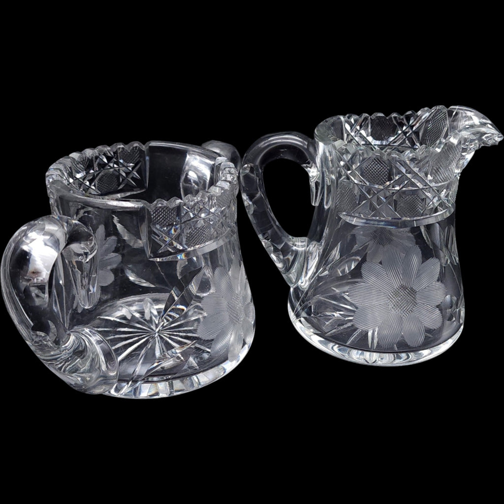 Antique McKee Glass Innovation Pattern Creamer and Sugar Bowl Set