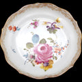 Antique Meissen Hand Painted Floral Porcelain Scalloped Bowl Gold Gilt Dish