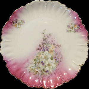 Antique Royal Bavaria P.M. German Porcelain Pink Floral Cabinet Plate