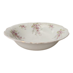 Antique Syracuse China Purple Floral Sprigs & Embossed Round Vegetable Bowl