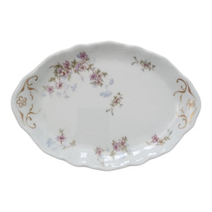 Antique Syracuse China Purple Floral Sprigs & Embossed Relish Gravy Underplate